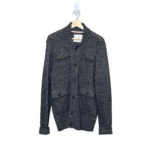 Banana Republic heritage charcoal gray button up chunky baseball sweater size L